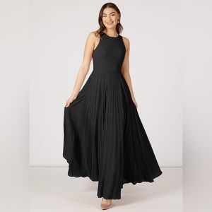 Azazie Black Floor-Length Pleated Back Dress